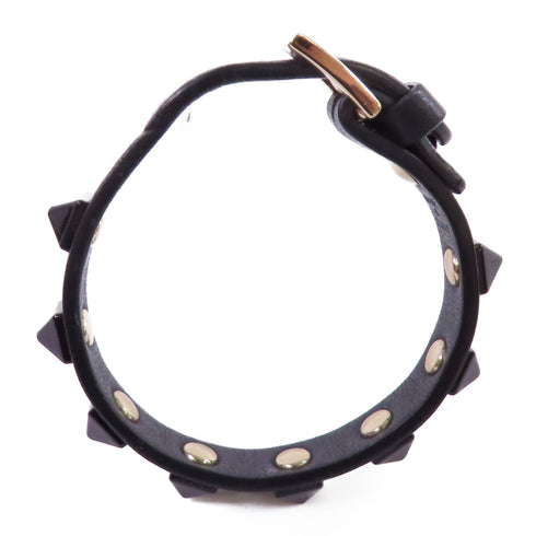 Valentino GHW Rockstud Leather Bracelet Metal Calfskin Black