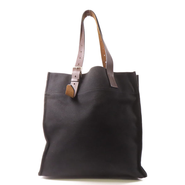 HERMES PHW Etriviere Shopping Tote Shoulder Bag 062304CK Canvas Black Brown