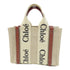 Chloe Small Woody Tote Bag Canvas Beige/Brown