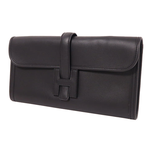 HERMES Jige Elan 29 Clutch Swift Leather Black