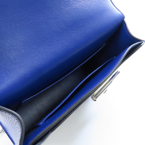 HERMES PHW Verrou Mini Chain Shoulder Bag Chevre Leather Blue Electric