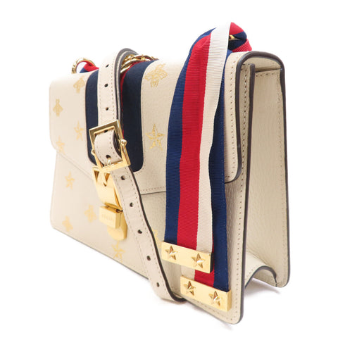GUCCI GG GHW Sylvie Shoulder Bag 524405 Calfskin Leather White