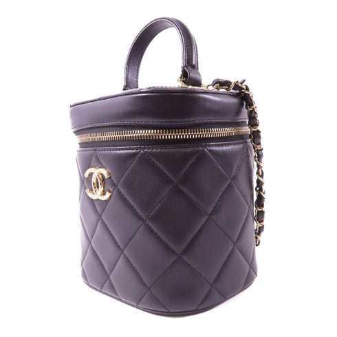 CHANEL Quilted CC GHW Trendy CC Vaity Case 2 Way Bag AS1626 Lambskin Black