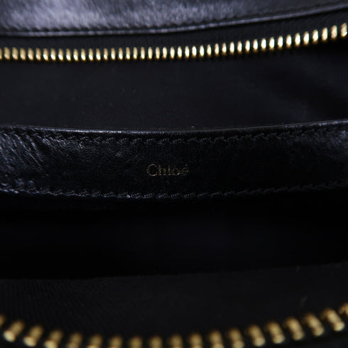 Chloe GHW Alice Handle 2 Way Shoulder Bag Calfskin Leather Black/Pink