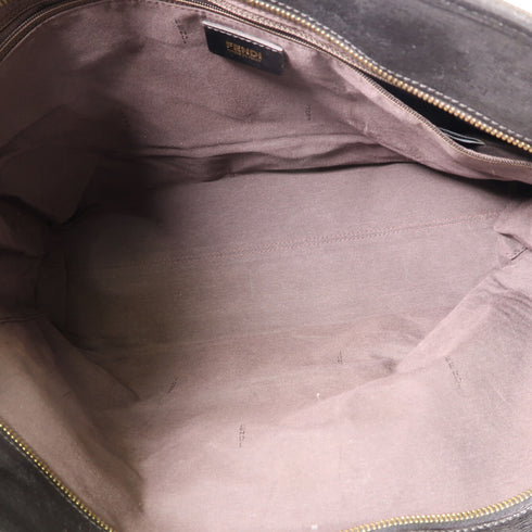 FENDI GHW Shoulder Tote Bag 8BH185 Nylon Jacquard Brown