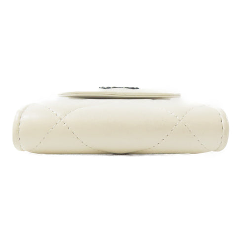 CHANEL Quilted CC SHW Phone Holder 2way Chain Shoulder Lambskin Leather White