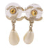 CHANEL CC Earrings 16/C Metal Gold White