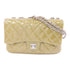CHANEL Quilted CC SHW Chain Shoulder Bag Patent Leather Beige