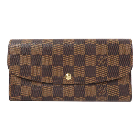 LOUIS VUITTON LV GHW Emilie Long Bifold Wallet N63019 Damier Ebene Brown