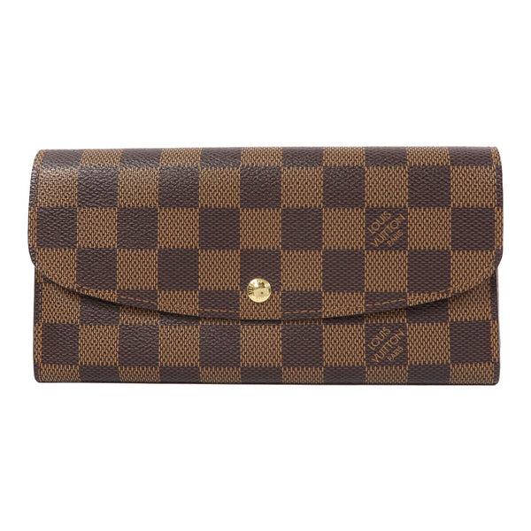 LOUIS VUITTON LV GHW Emilie Long Bifold Wallet N63019 Damier Ebene Brown