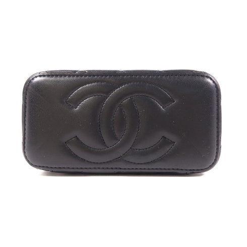 CHANEL Quilted CC GHW Vanity Case Chain Shoulder Bag Lambskin Leather Black v3