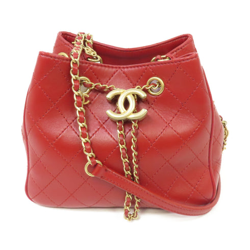 CHANEL CC GHW Egyptian Amulet Chain Shoulder Bag AS0829 Calfskin Leather Red