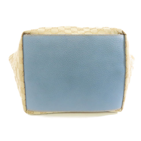 GUCCI GG SHW Tote Shoulder Bag 131230 Canvas Beige Light Blue
