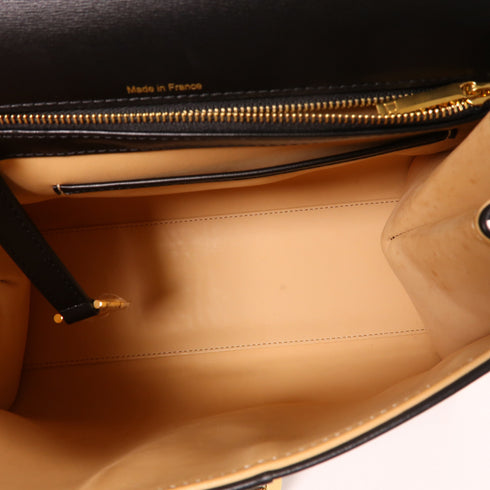 Delvaux GHW Brillant MM 2 Way Shoulder Bag Calfskin Leather Black