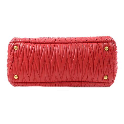 Miu Miu GHW Matelasse 2way Shoulder Bag RL0067 Lambaskin Leather Red