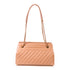CHANEL Herringbone CC GHW Chain Shoulder Bag Calfskin Leather Beige