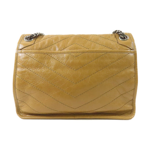 SAINT LAURENT YSL SHW Niki Chain Shoulder Bag Calfskin Leather Begie