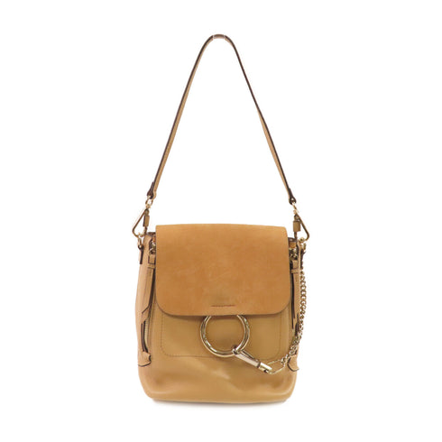 Chloe GHW Shoulder Bag Backpack Rucksack Calfskin Leather Suede Brown