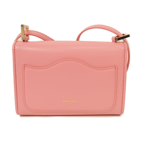 Valentino GHW Vlogo Type Shoulder Bag Calfskin Leather Pink