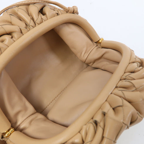 BOTTEGA VENETA BV Shoulder Bag Intrecciato Leather Beige