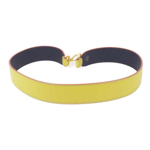 FENDI GHW Shoulder Strap Calfskin Leather Yellow