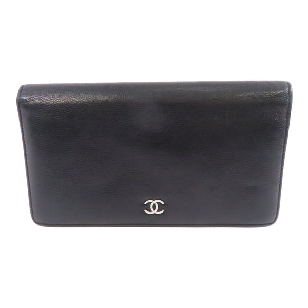 CHANEL CC SHW Long Wallet Calfskin Leather Black