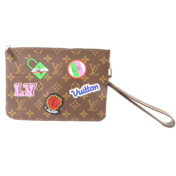 LOUIS VUITTON LV GHW Patches City Clutch M63447 Monogram Brown