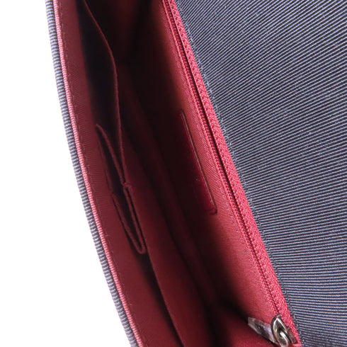 CHANEL Quilted CC SHW Chain Shoulder Bag Calfskin Leather Black Beige