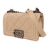 CHANEL CC Boy 20 Chain Shoulder Bag Lambskin Beige