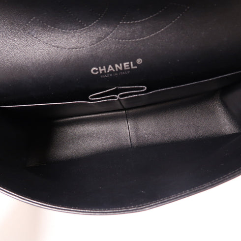 CHANEL CC SHW Large Classic Chain Shoulder Bag Patent Leather Black