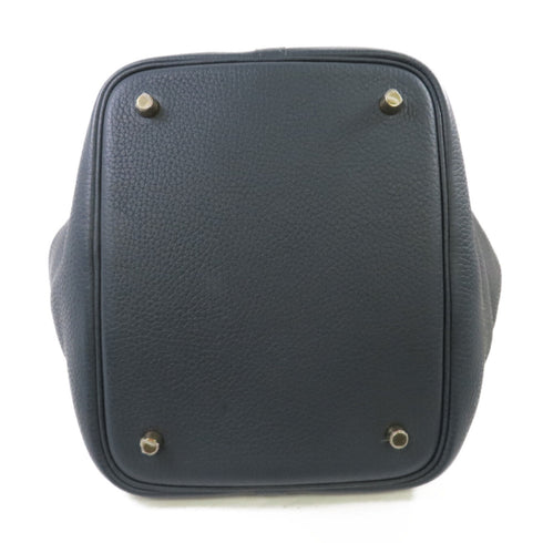 HERMES GHW Picotin MM Tote Bag Handbag Clemence Leather Dark Green