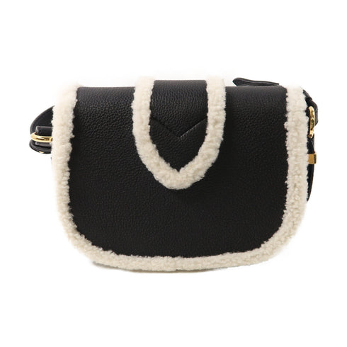 LOUIS VUITTON GHW Pont 9 Soft PM Shoulder Bag Wool/Calfskin Leather M58971 Black