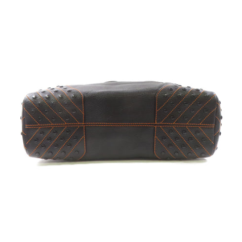 TOD'S SHW 2 Way Bag Calfskin Leather Black