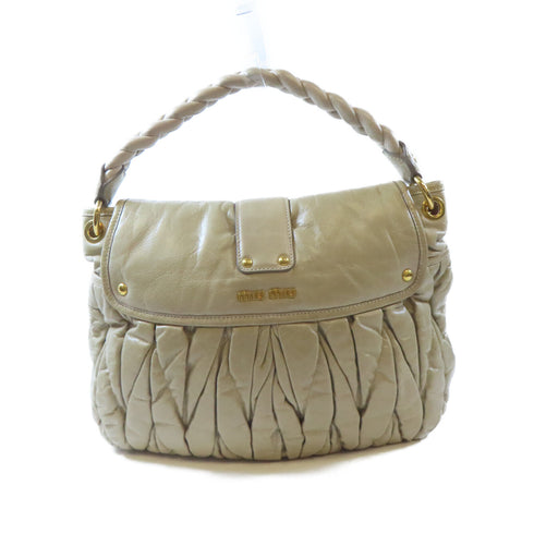 Miu Miu GHW 2 Way Shoulder Handbag Calfskin Leather Gray