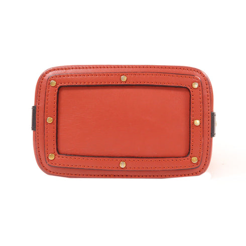 Chloe GHW Roy Bag 2 Way Shoulder Bag Handbag Calfskin Leather Red/Navy