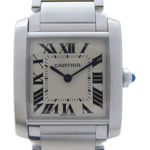 CARTIER Tank Francaise Quartz Watch WSTA0005 Stainless Steel White