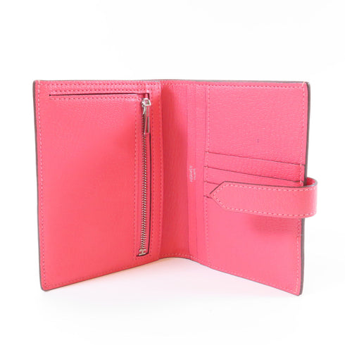 HERMES PHW Bearn Wallet Chevre Leather Rose Azalee Pink