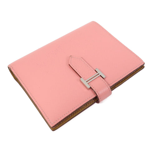 HERMES PHW Bearn Compact Wallet Veau Epsom Rose Azalee/Sesame