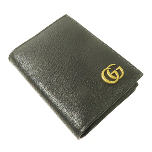 GUCCI GG GHW Card Case 428737 Calfskin Leather Black