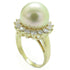 FINE JEWELRY 11.5mm Pearl Diamond Ring 18K Yellow Gold US#6.25