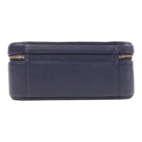 CHANEL CC GHW Vanity Bag 2 Way Shoulder Bag Calfskin Leather Navy