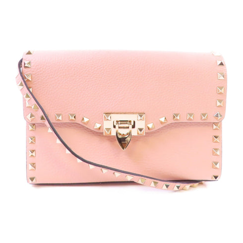 Valentino GHW Rockstud Shoulder Bag Crossbody Calfskin Leather QW1B0181 Pink