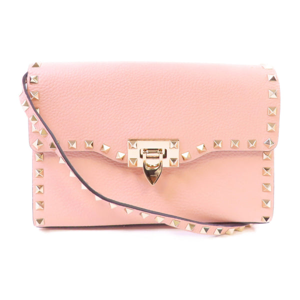 Valentino GHW Rockstud Shoulder Bag Crossbody Calfskin Leather QW1B0181 Pink
