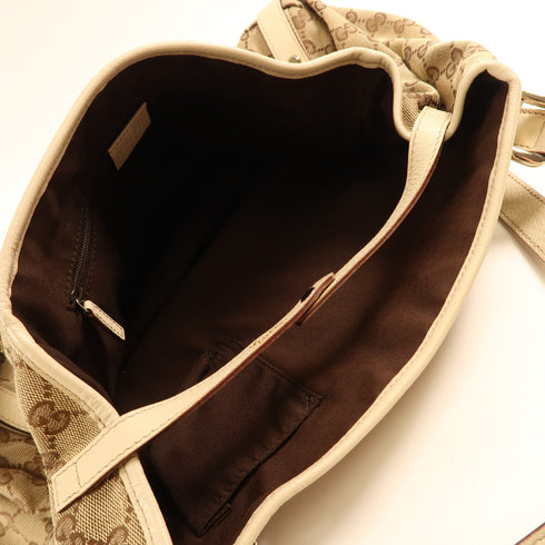 GUCCI GG GHW Shoulder Bag Canvas 130736 Beige/White