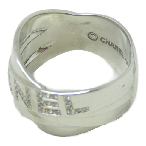 CHANEL CC Bolduc Diamond Ring 18K White Gold US#8
