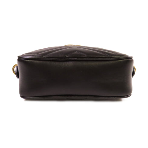 GUCCI GG Marmont Shoulder Bag Crossbody Calfskin Leather 448065 Black