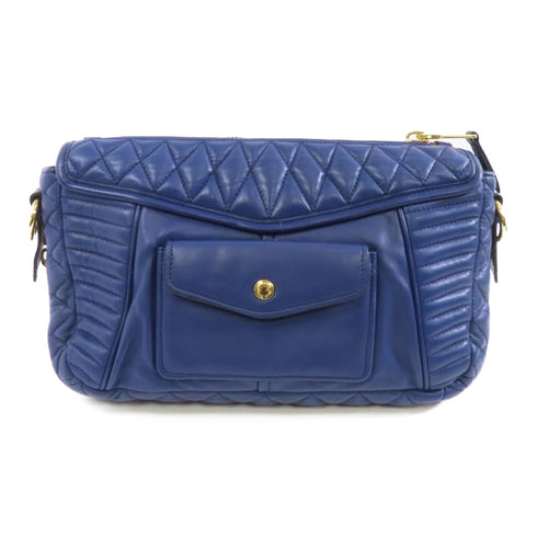 Miu Miu GHW Shoulder Bag Lambskin Leather Blue