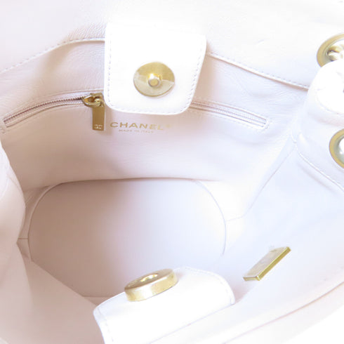 CHANEL Quilted CC GHW Bucket Bag Chain Shoulder Bag AS3873 Lambskin Beige