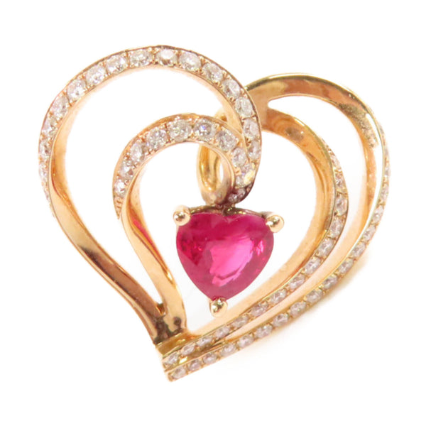 FINE JEWELRY 0.47ct Ruby 0.33ct Diamond Pendant Top 18K Rose Gold