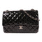 CHANEL CC SHW Large Classic Chain Shoulder Bag Patent Leather Black